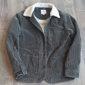Men's Olive Corduroy Jacket with Sherpa Collar